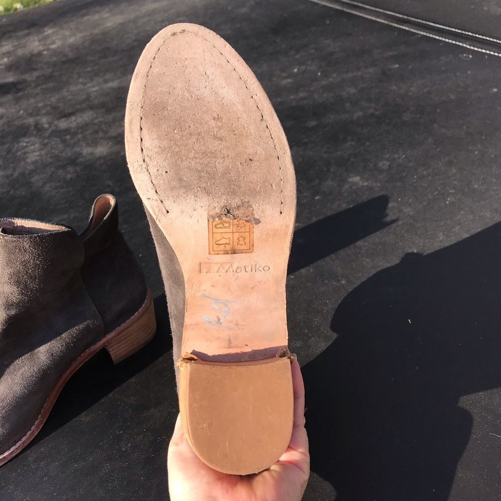Matiko brown suede ankle boots with front zipper - Picture 5 of 8